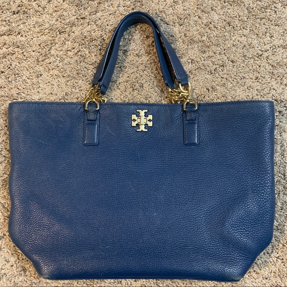 Tory Burch Handbags - Tory Burch Blue Leather Purse Gold Hardware